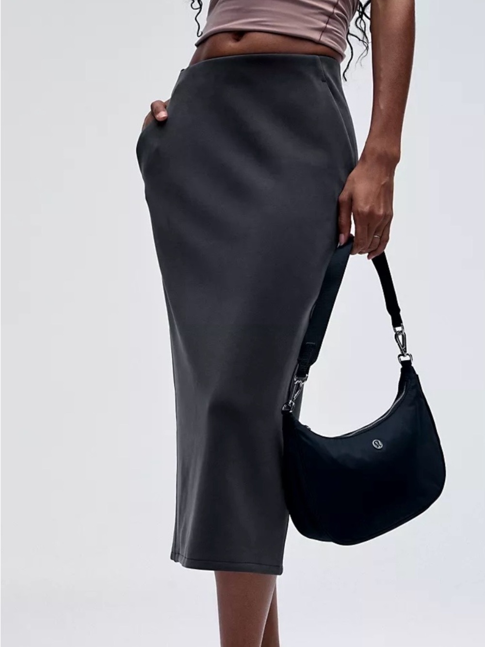 lululemon athletica Charcoal Gray Midi Pencil Skirt